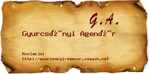 Gyurcsányi Agenór névjegykártya