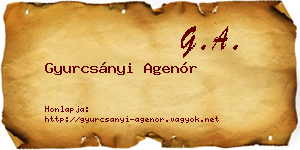 Gyurcsányi Agenór névjegykártya